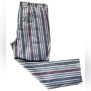 Free People Women’s 10 Trouser Pants Red White Blue Striped High Rise Cropped